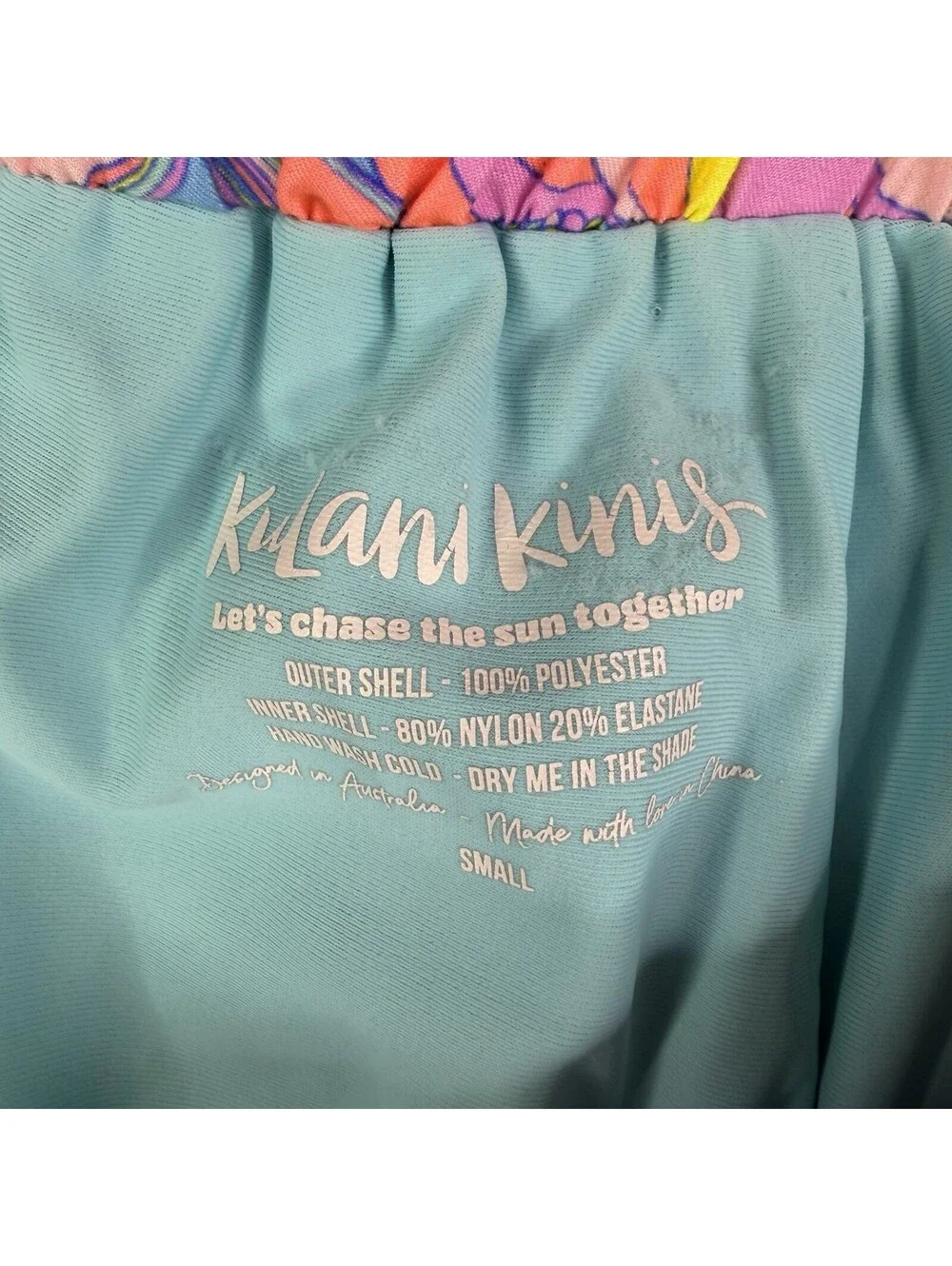 Kulani Kinis Men's Small Tropical Swim Trunks Colorful Groovy Floral Lined